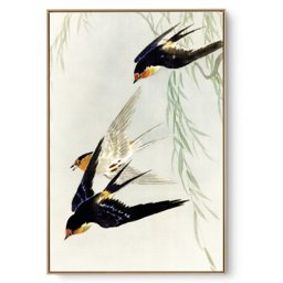 Quadro Decorativo Reprodução Pintores - Ohara Koson - Pássaros Pleno Vôo