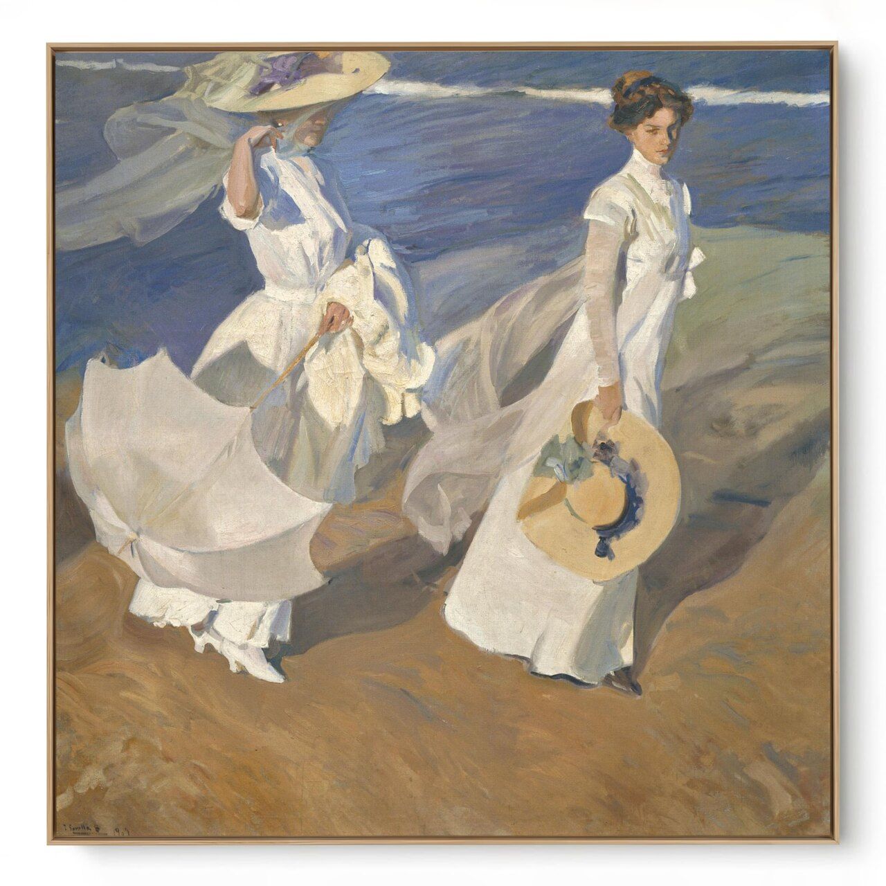 Quadro Decorativo Reprodução Pintores - Joaquín Sorolla - Strolling Along The Seashore