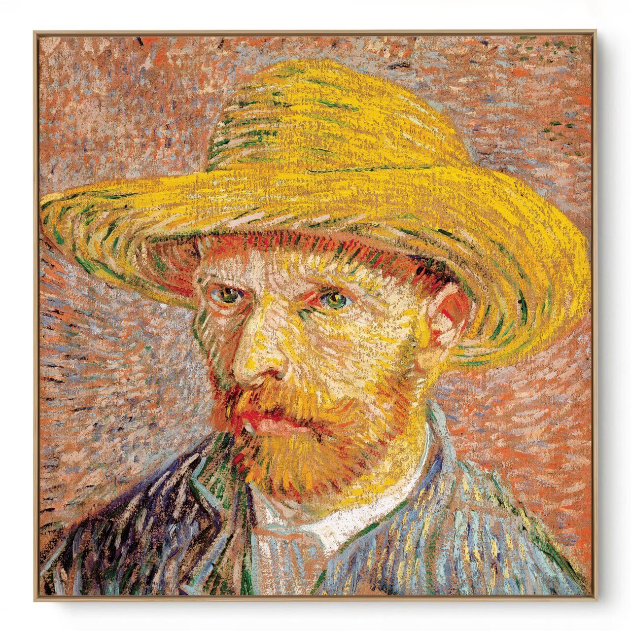 Quadro Decorativo Reprodução Pintores - Van Gogh Autorretrato Com Chapéu 
