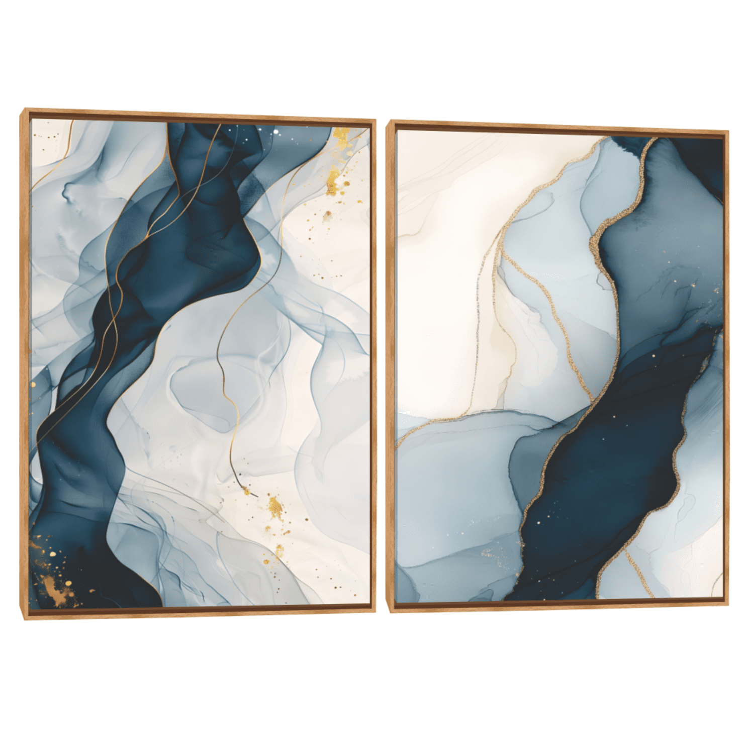 Quadro Decorativo Composição Duplo Abstrato Tons de Azul 