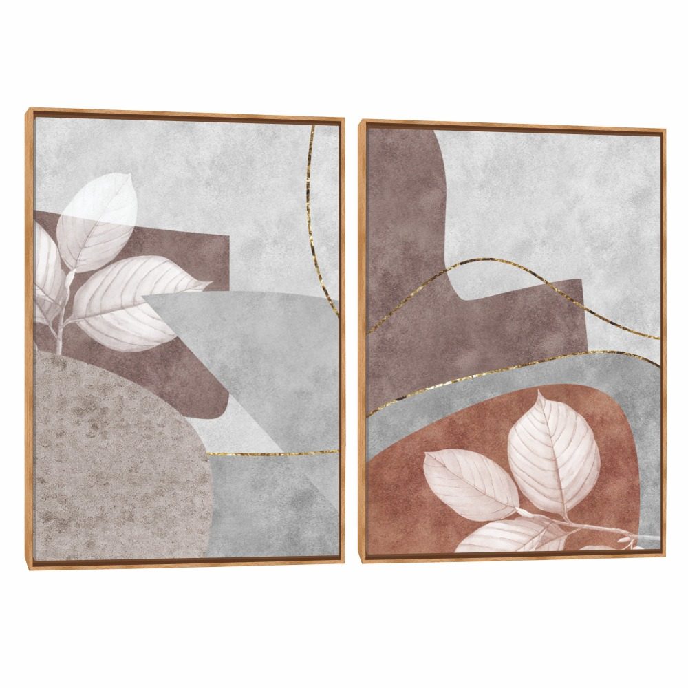 Quadro Decorativo Composição Duplo Camurça Folha 