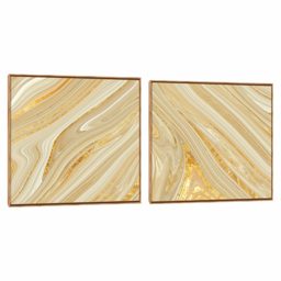 Quadro Decorativo Abstrato Composição Duplo Estilo Ouro