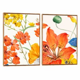Quadro Decorativo Composição Duplo Lírio Orange