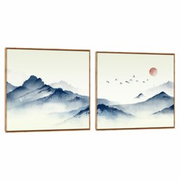 Quadro Decorativo Composição Duplo Montanha Minimalista