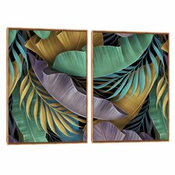 Quadro Decorativo Composição Duplo Folhas De Inverno