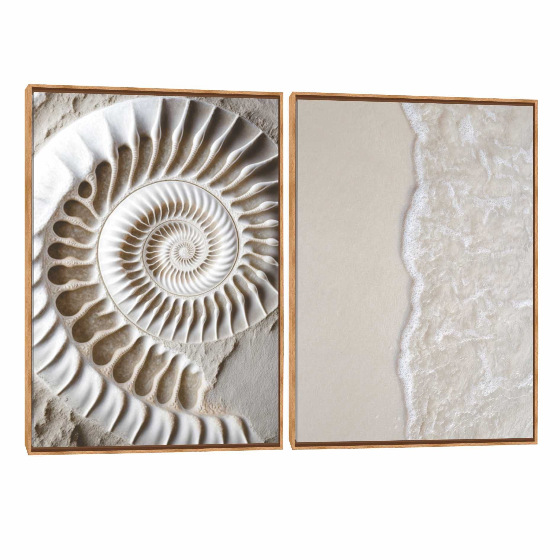 Quadro Decorativo Composição Duplo Concha e Mar 