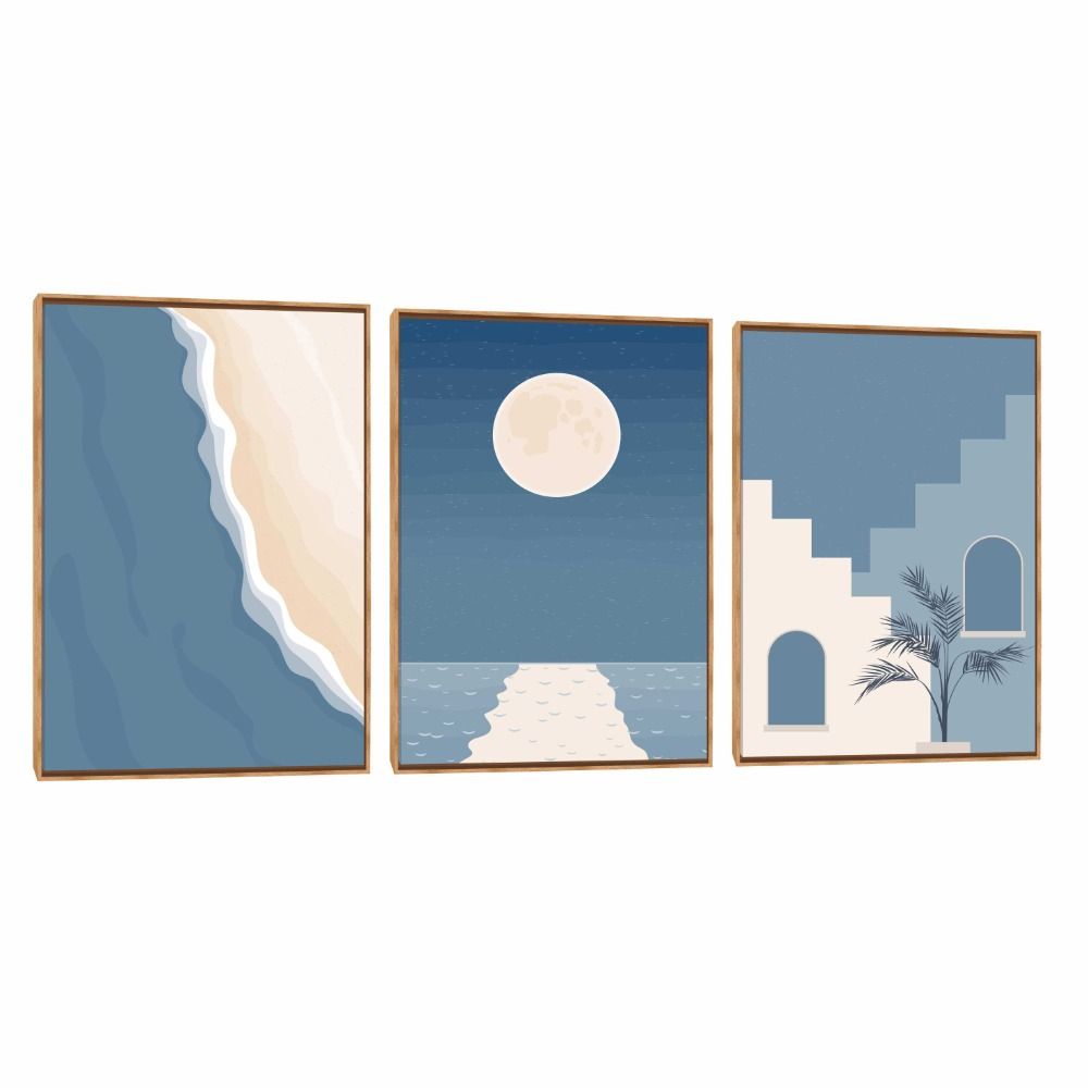 Quadro Decorativo Composição Trio Azul Praia