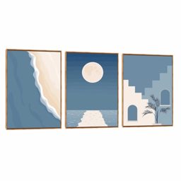Quadro Decorativo Composição Trio Azul Praia