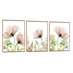 Quadro Decorativo Composição Trio Flores Do Campo