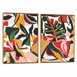 Quadro Decorativo Composição Duplo Arte e Folhas