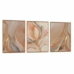 Quadro Decorativo Abstrato Composição Trio Mix Dourado