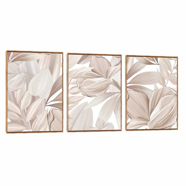 Quadro Decorativo Composição Trio Folhagem Bege