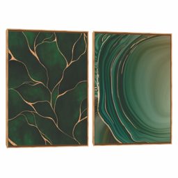 Quadro Decorativo Abstrato Composição Duplo Verde Dourado II