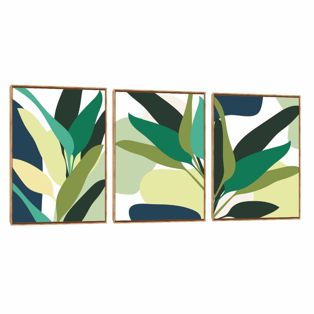 Quadro Decorativo Composição Trio Tons De Verde