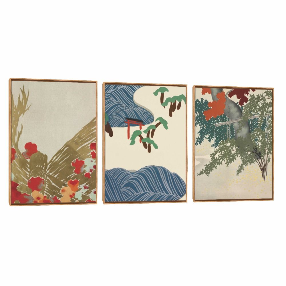 Quadro Decorativo Composição Trio Kamisaka 
