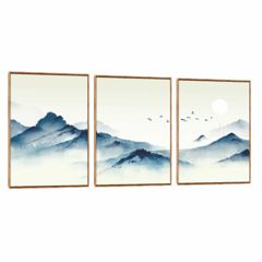 Quadro Decorativo Composição Trio Montanha Minimalista
