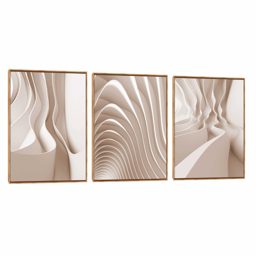 Quadro Decorativo Composição Trio Onda Bege