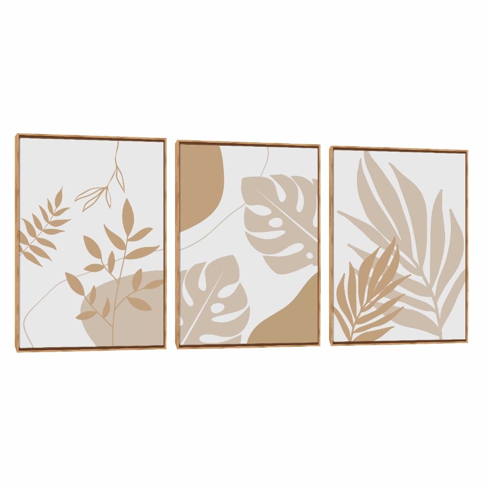Quadro Decorativo Composição Trio Composê Bege 