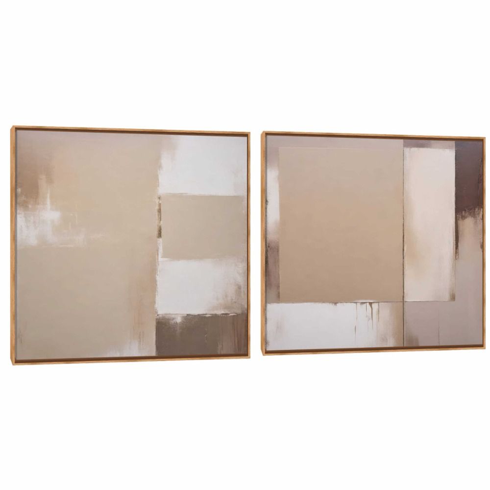 Quadro  Composição Duplo Abstrato Q Bege