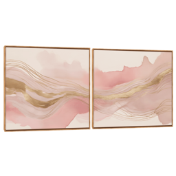 Quadro Composição Duplo Abstrato Rosa Dourado