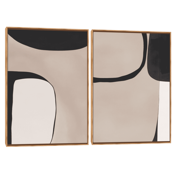 Quadro Decorativo Composição Duplo Abstrato Orgânico Equilíbrio