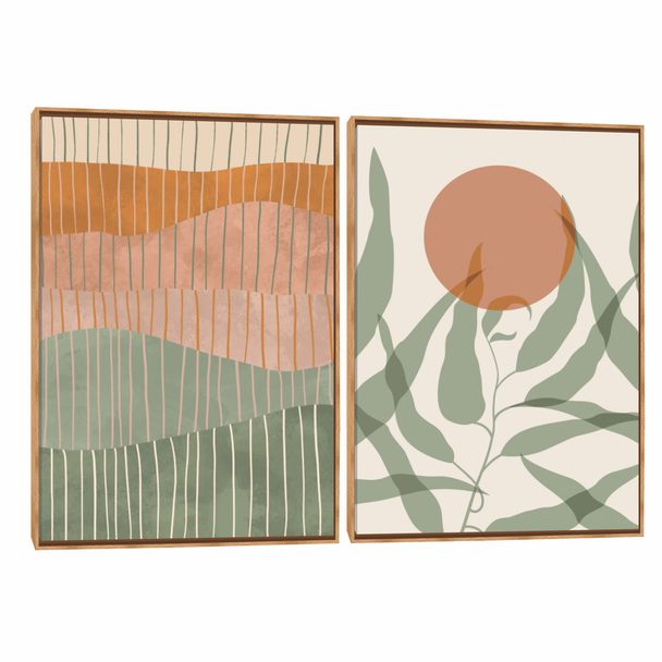 Quadro Decorativo Composição Duplo Abstrato Retro