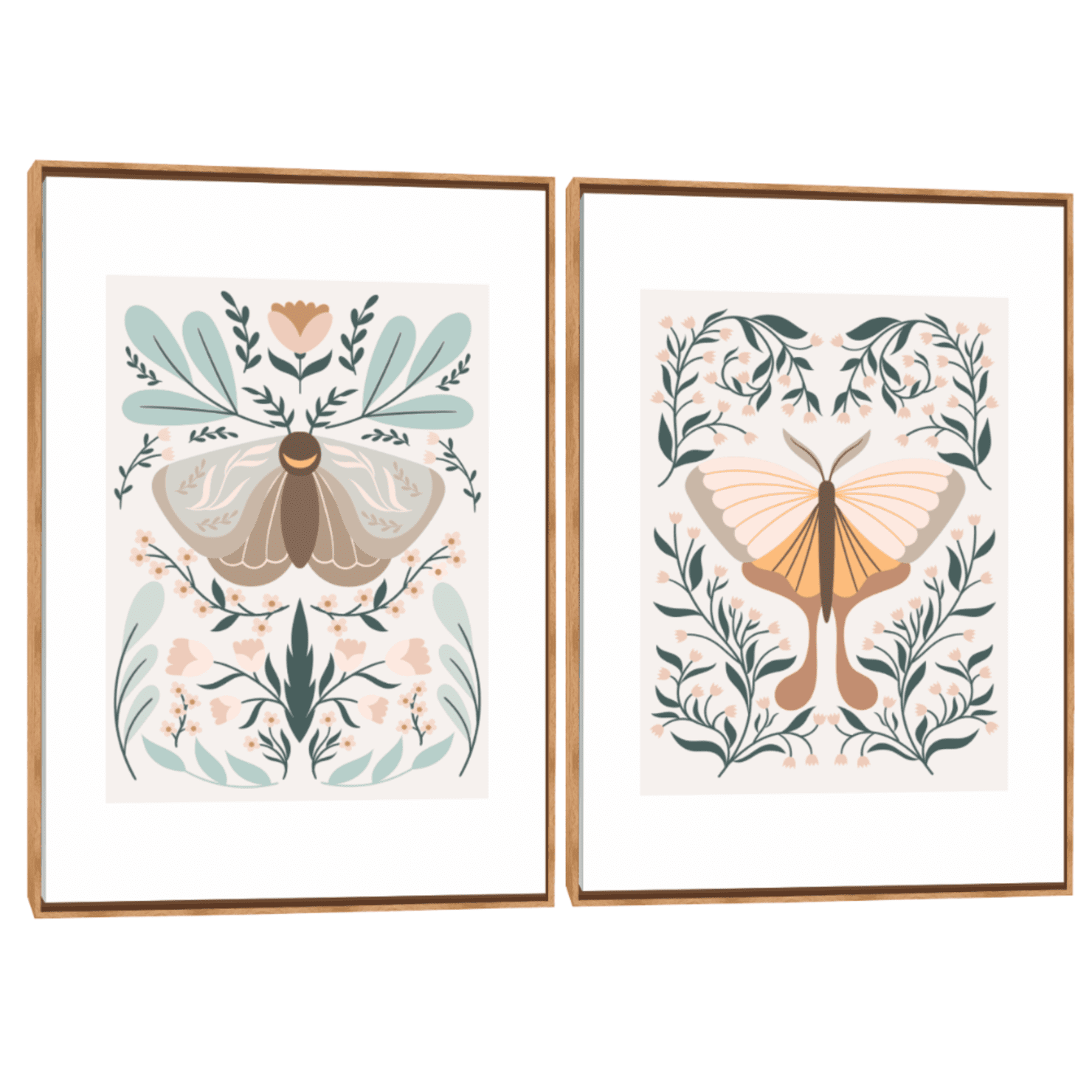Quadro Decorativo Composição Duplo Borboleta Boho
