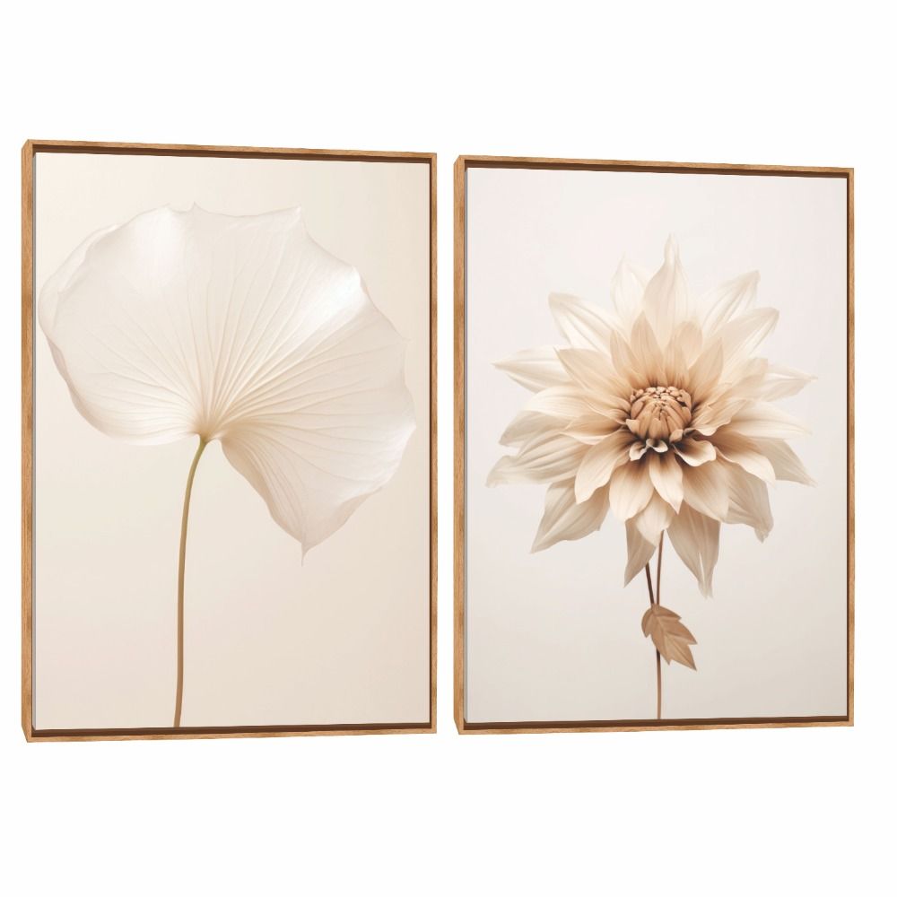 Quadro Decorativo Composição Duplo Flor Pêssego