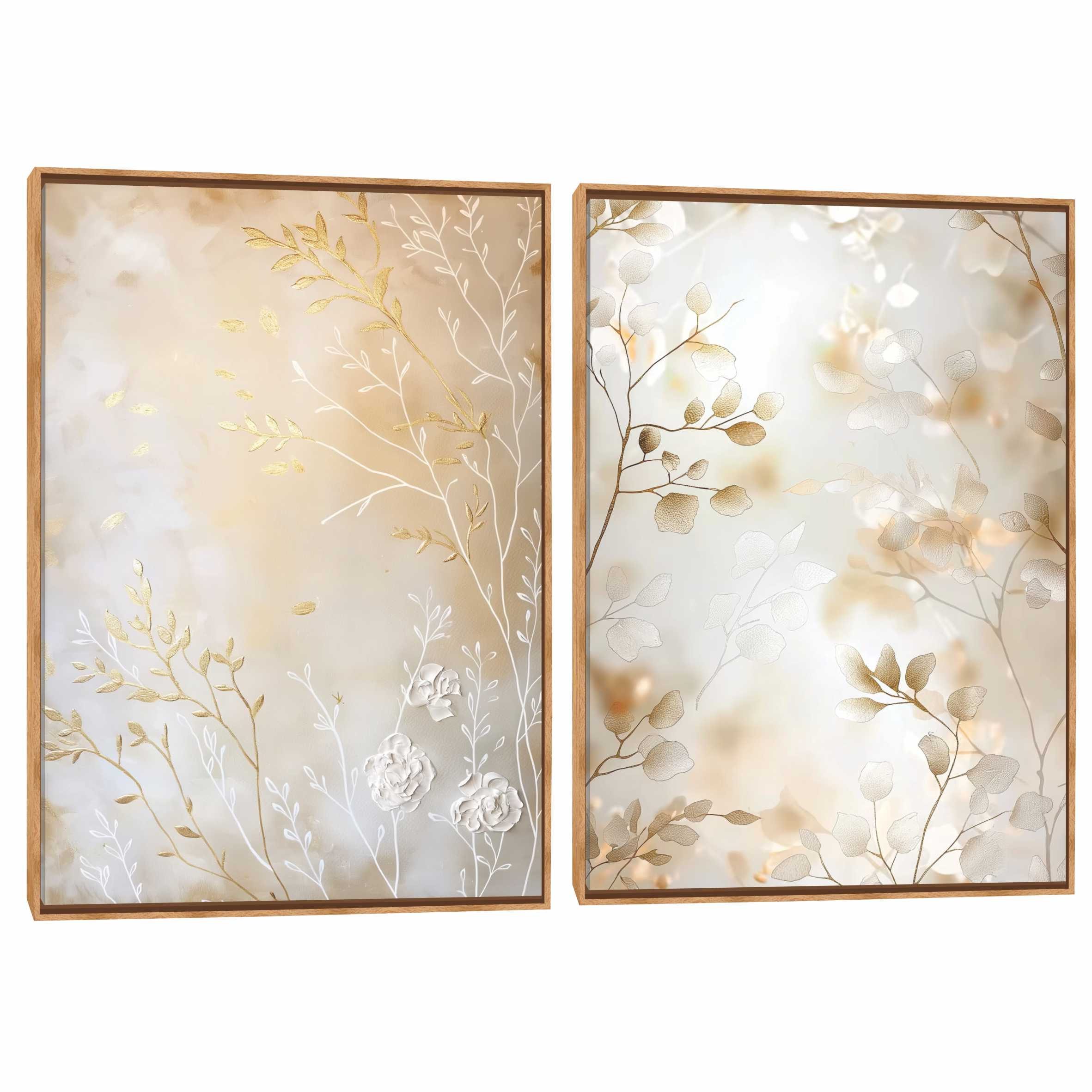 Quadro Decorativo Composição Duplo Floral Brocado
