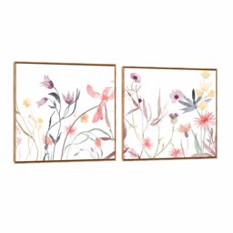 Quadro Decorativo Composição Duplo Flores Aqua