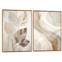 Quadro Decorativo Composição Duplo Folha Bege