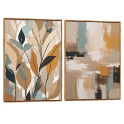 Quadro Decorativo Composição Duplo Folha Ocre