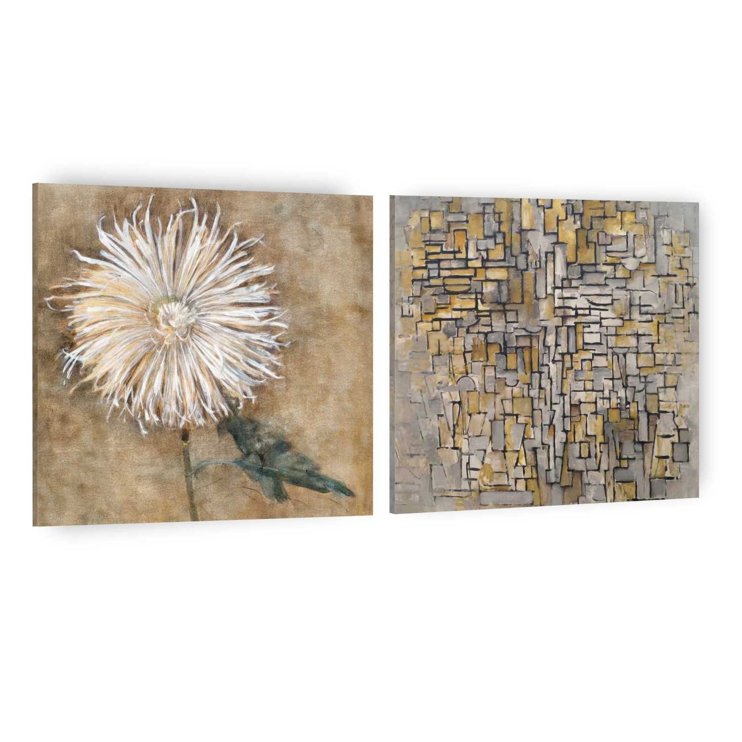  Quadro Outlet - Duplo Mondrian 60x60cm Borda Infinita - 30% Off