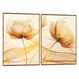 Quadro Decorativo Composição Duplo Ouro Flor