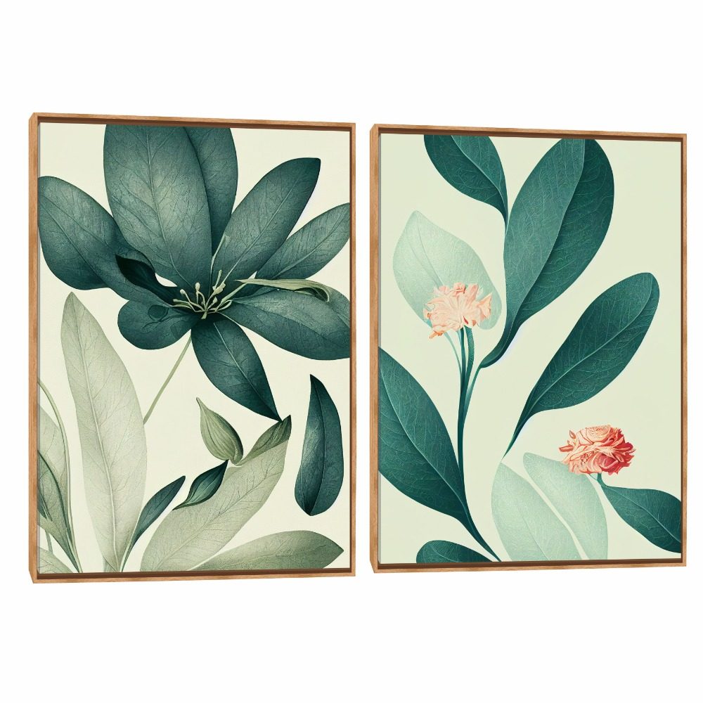 Quadro Decorativo Composição Duplo Verde Folha