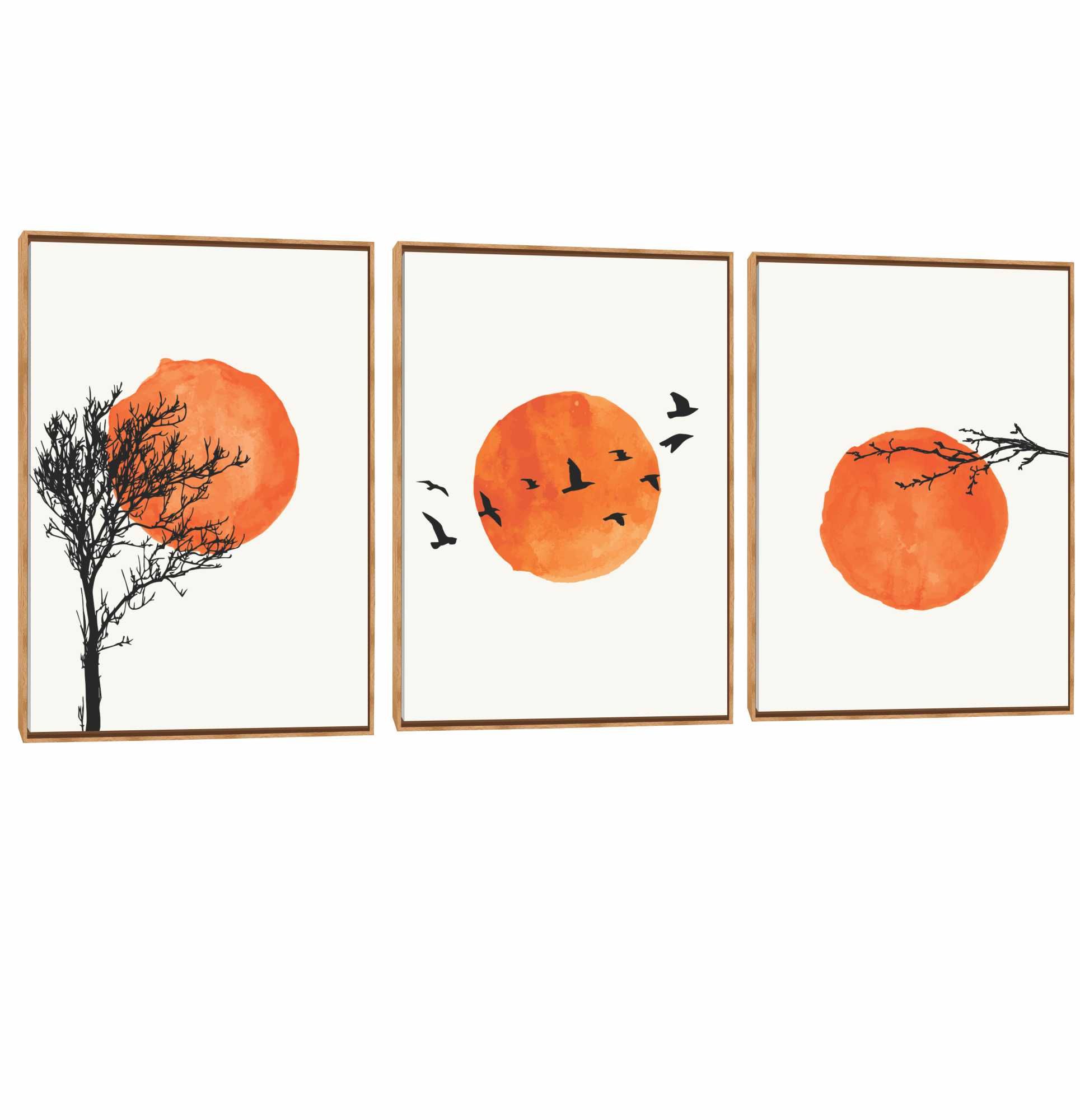 Quadro Decorativo Composição Trio Estilo Japonês