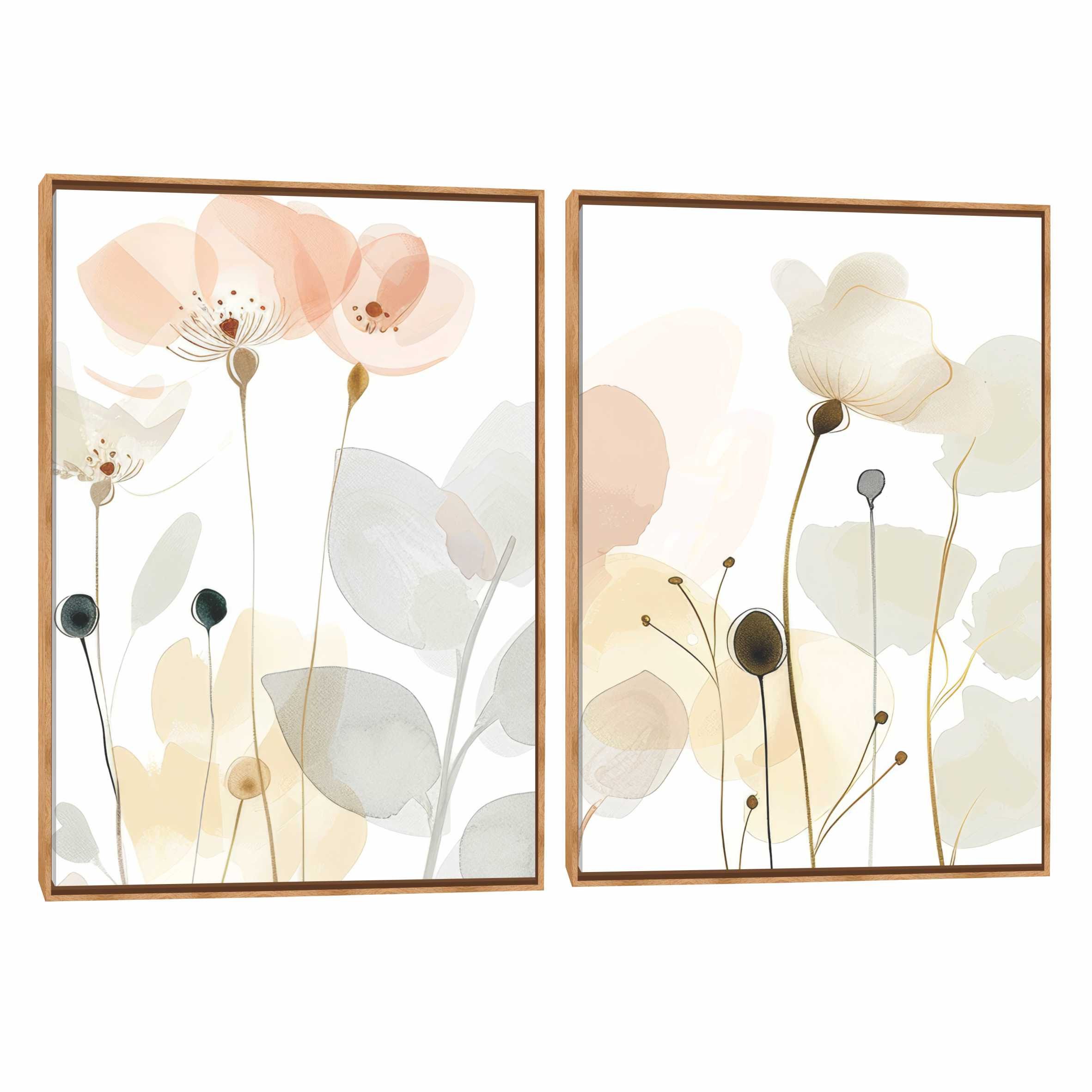 Quadro Decorativo Composição Duplo Flores Do Campo II 