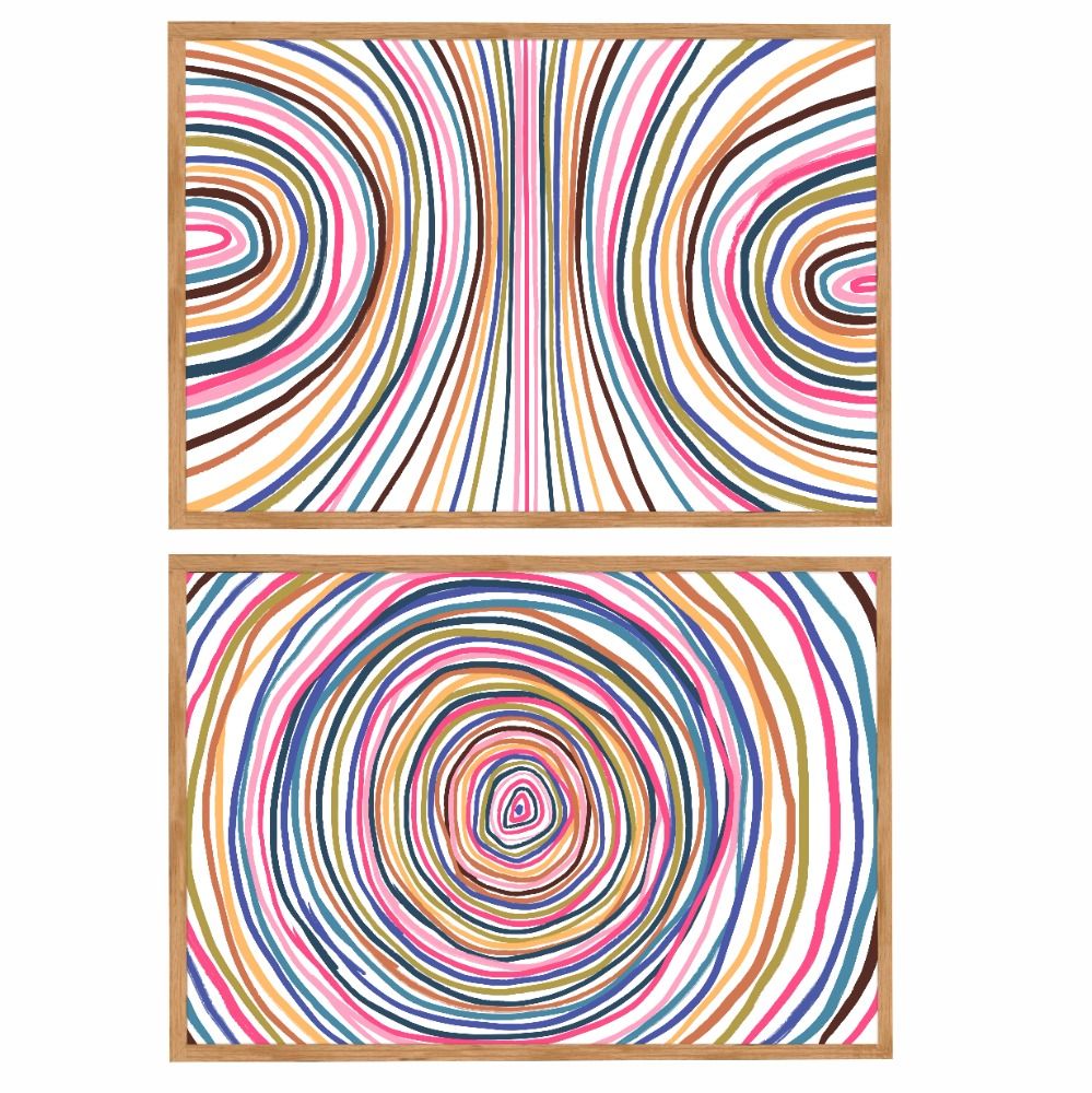 Quadro Decorativo Composição Duplo Linhas Coloridas