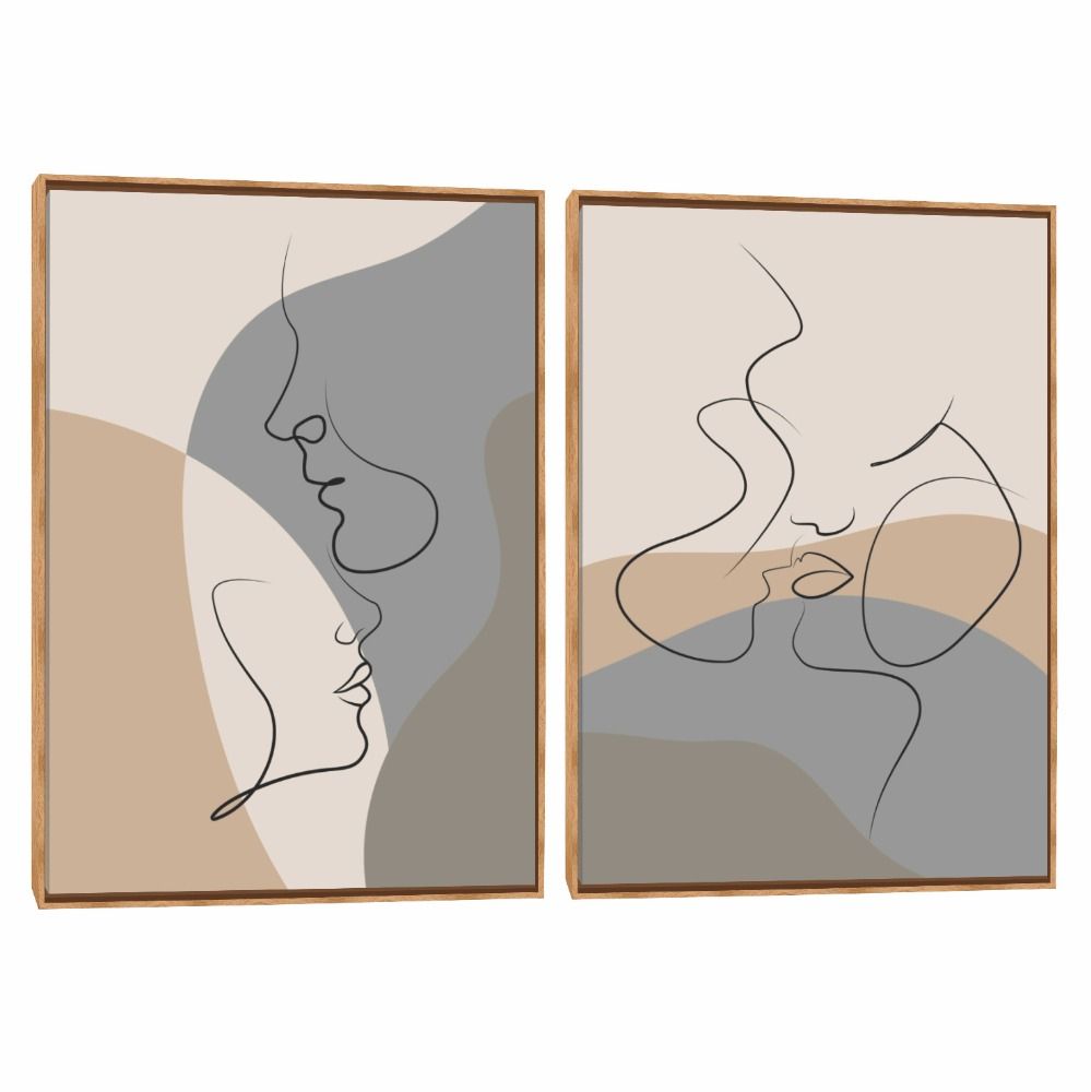 Quadro Decorativo Composição Duplo Traço Casal  ABS 