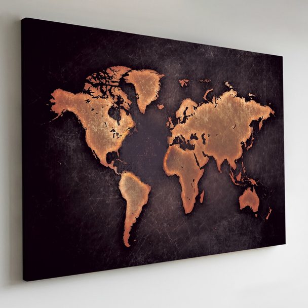 Quadro Outlet - Mapa Mundi Vintage 140x93cm Borda Infinita - 30% Off