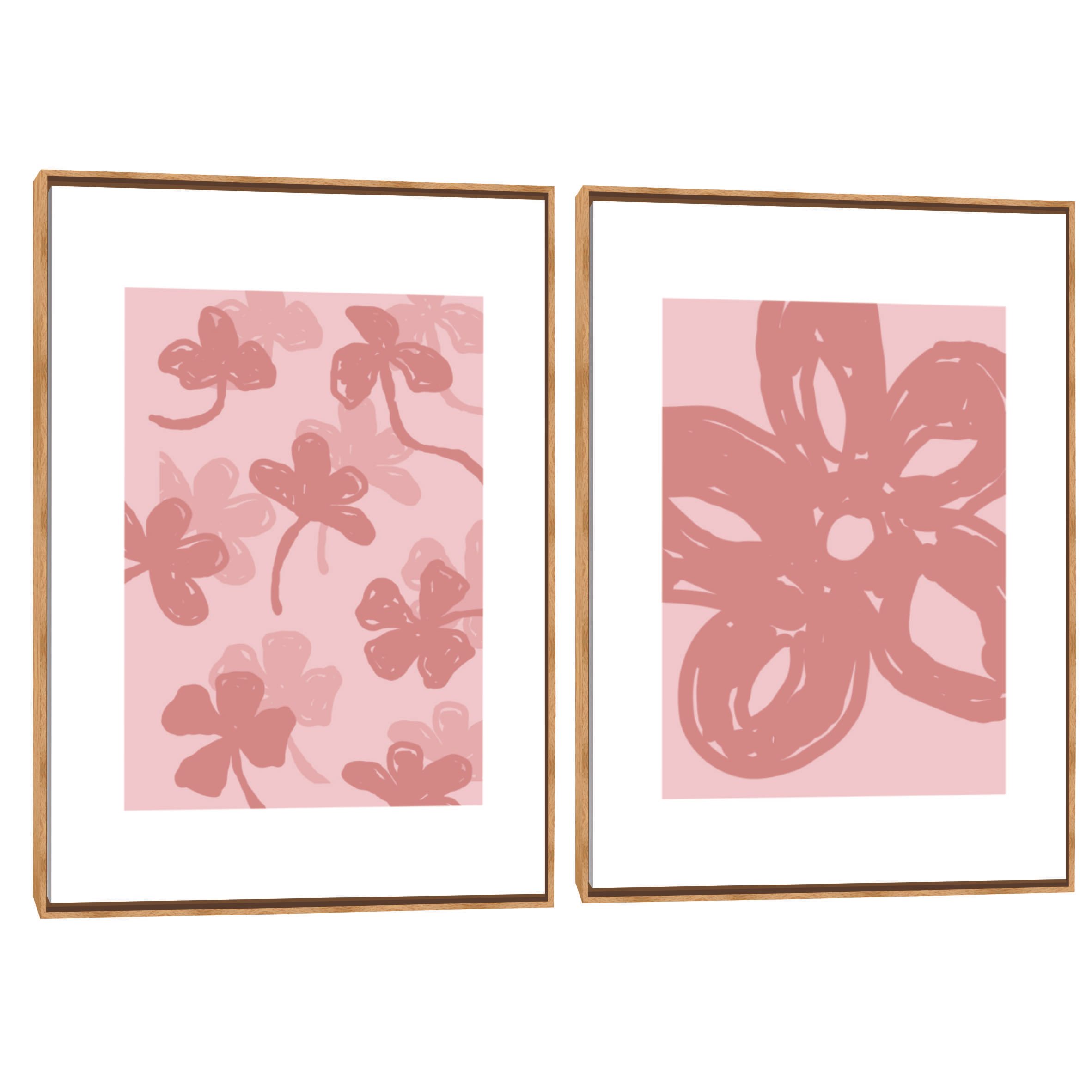 Quadro Decorativo Composição Duplo Florzinhas