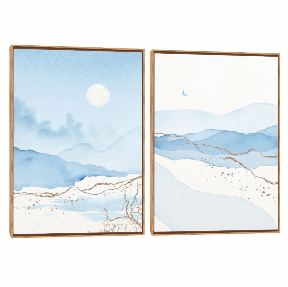 Quadro Decorativo composição Duplo Aquarela Suave AZ