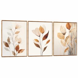 Quadro Decorativo Composição Trio Folhas Terra