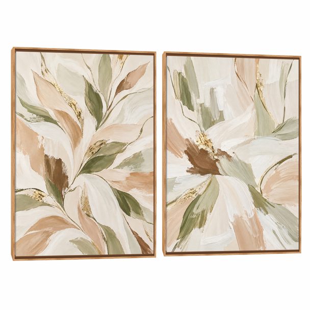 Quadro Decorativo Composição Duplo Arte Folhas