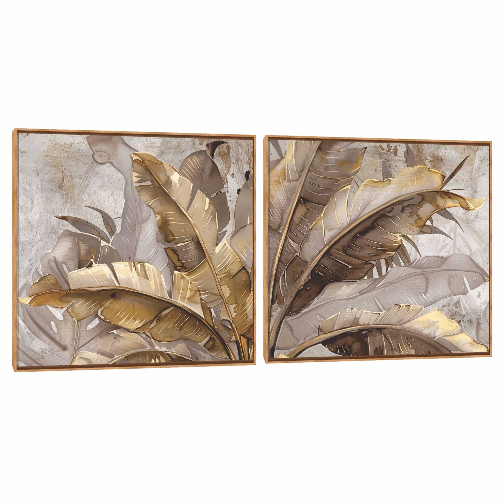 Quadro Decorativo Composição Duplo Bananeira Castanha