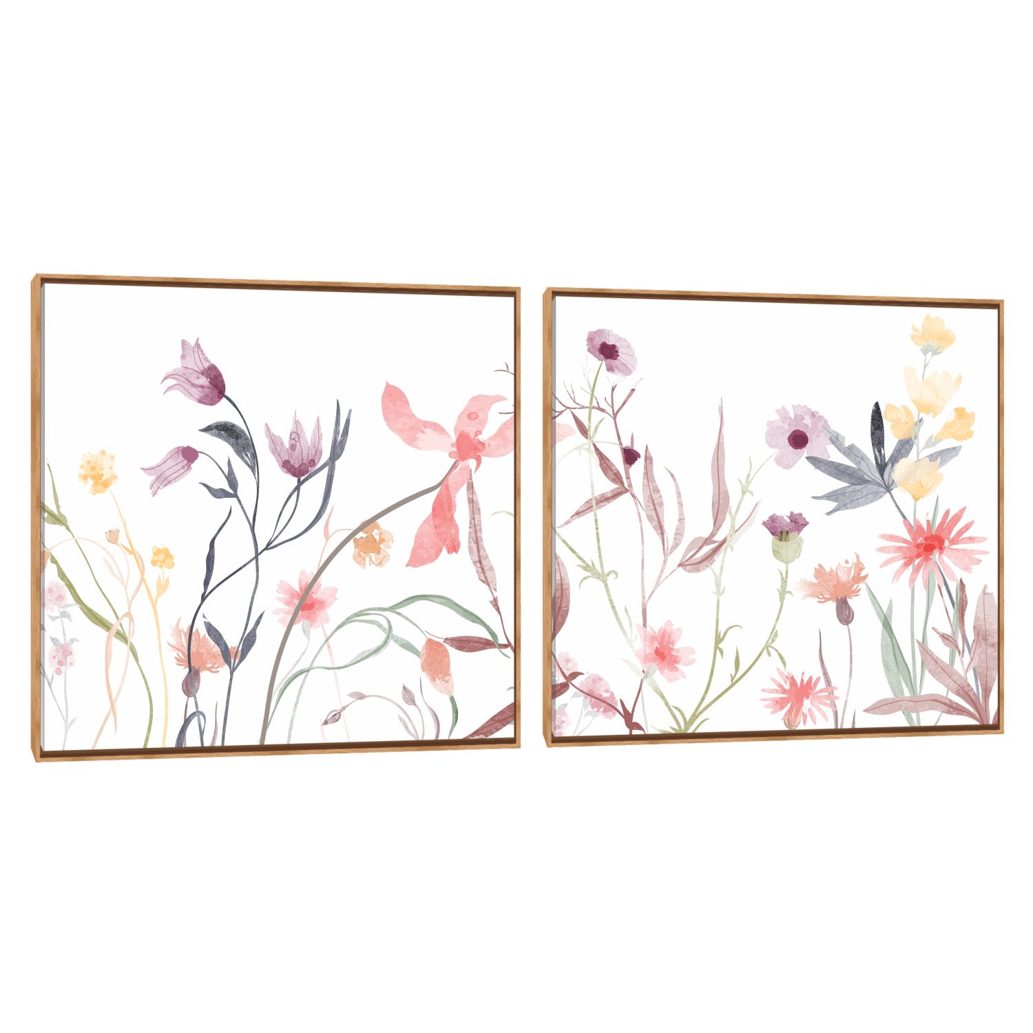 Quadro Decorativo Composição Duplo Flores Aqua