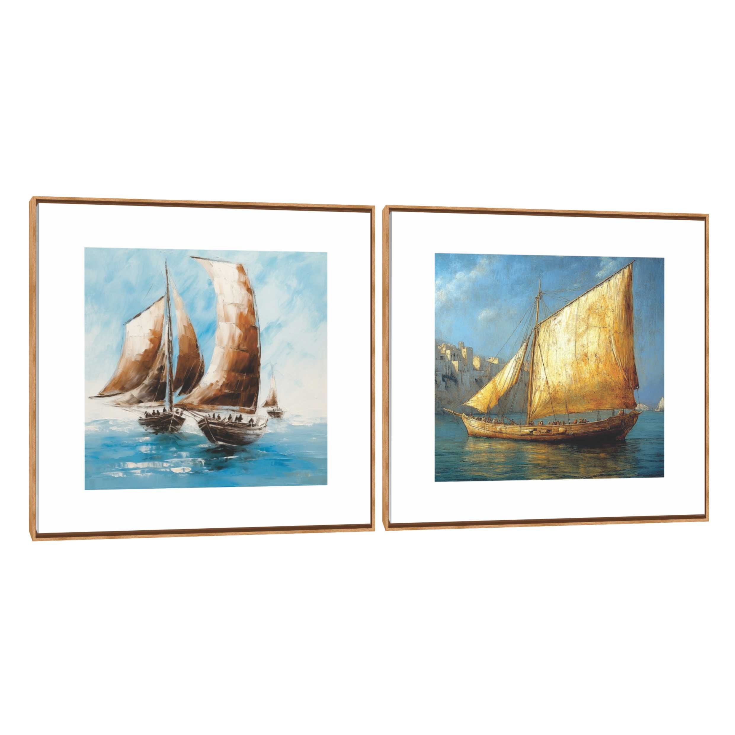 Quadro Decorativo Composição Duplo Barco a Vela 