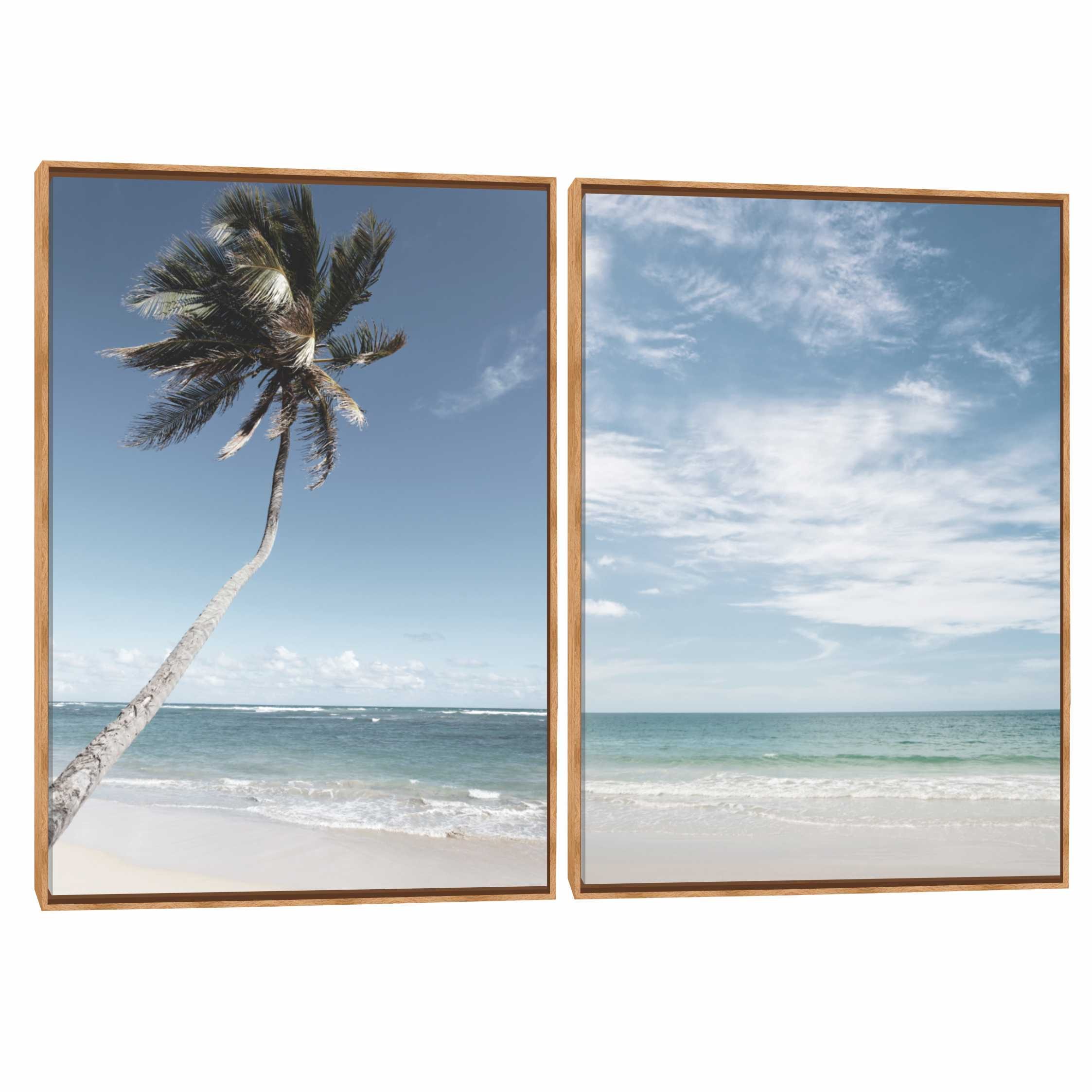 Quadro Decorativo Composição Duplo Coqueiro e Mar
