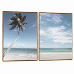Quadro Decorativo Composição Duplo Coqueiro e Mar