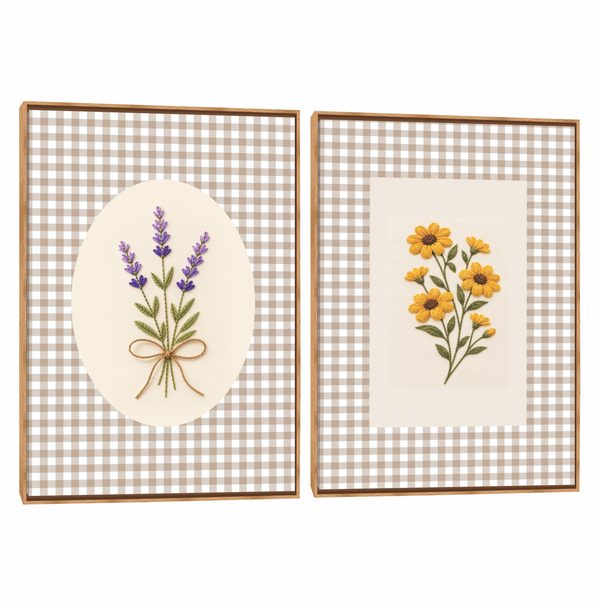Quadro Decorativo Composição Duplo Estilo Crochê II